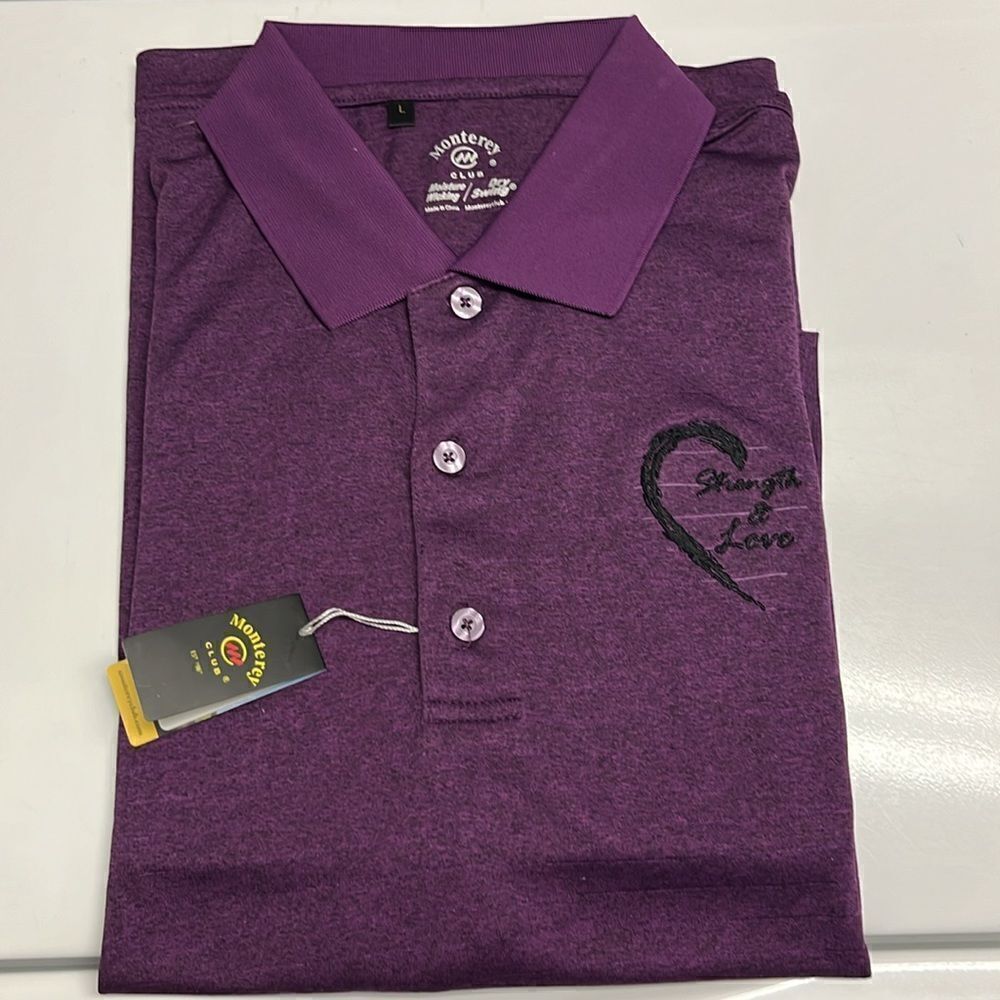 Monterey Club Men’s Heather Purple Shirt Sleeve Collared Polo Golf Shirt- Large